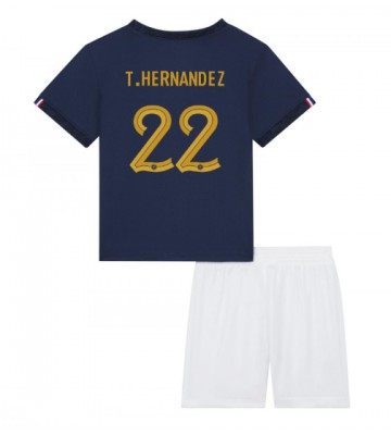 Frankrike Theo Hernandez #22 Hemmaställ Barn VM 2022 Kortärmad (+ Korta byxor)